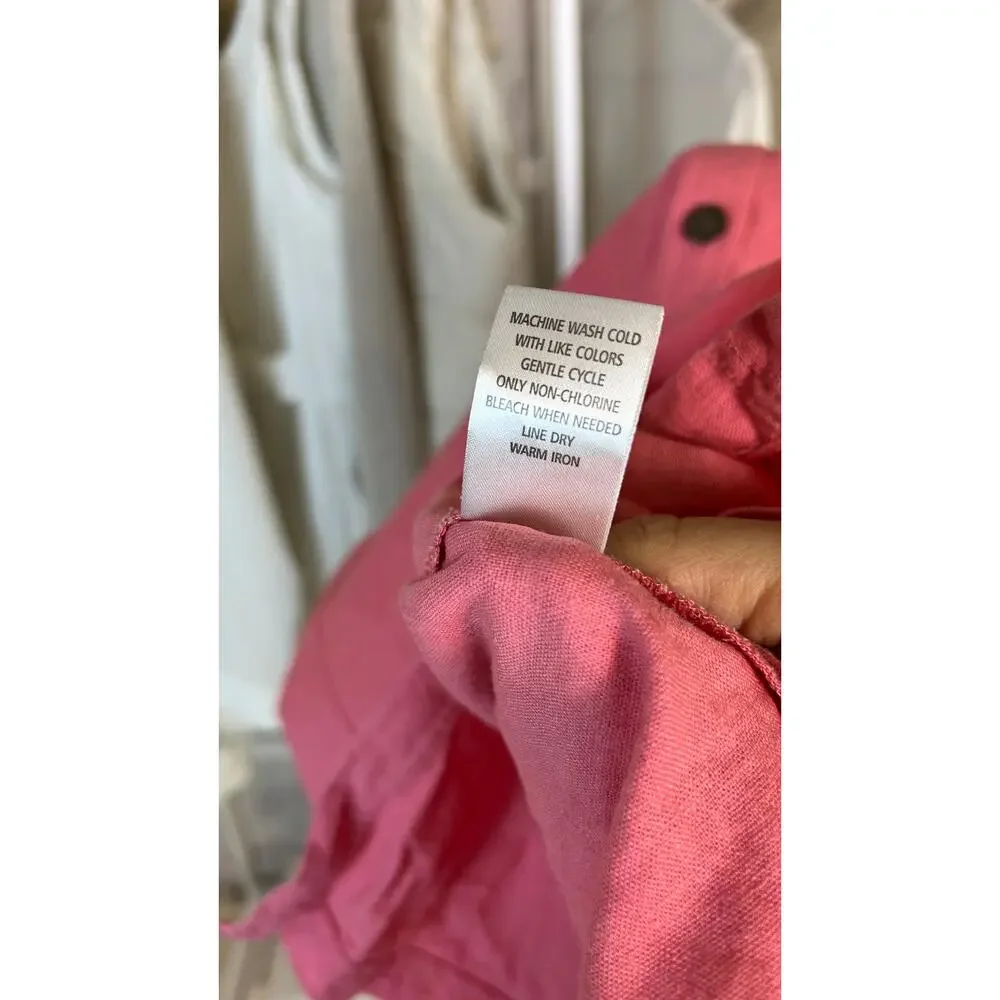 Appleseed’s Women's Size 14 Petite Pink Linen Button Up Shirt Dress #0513 - Picture 10 of 14